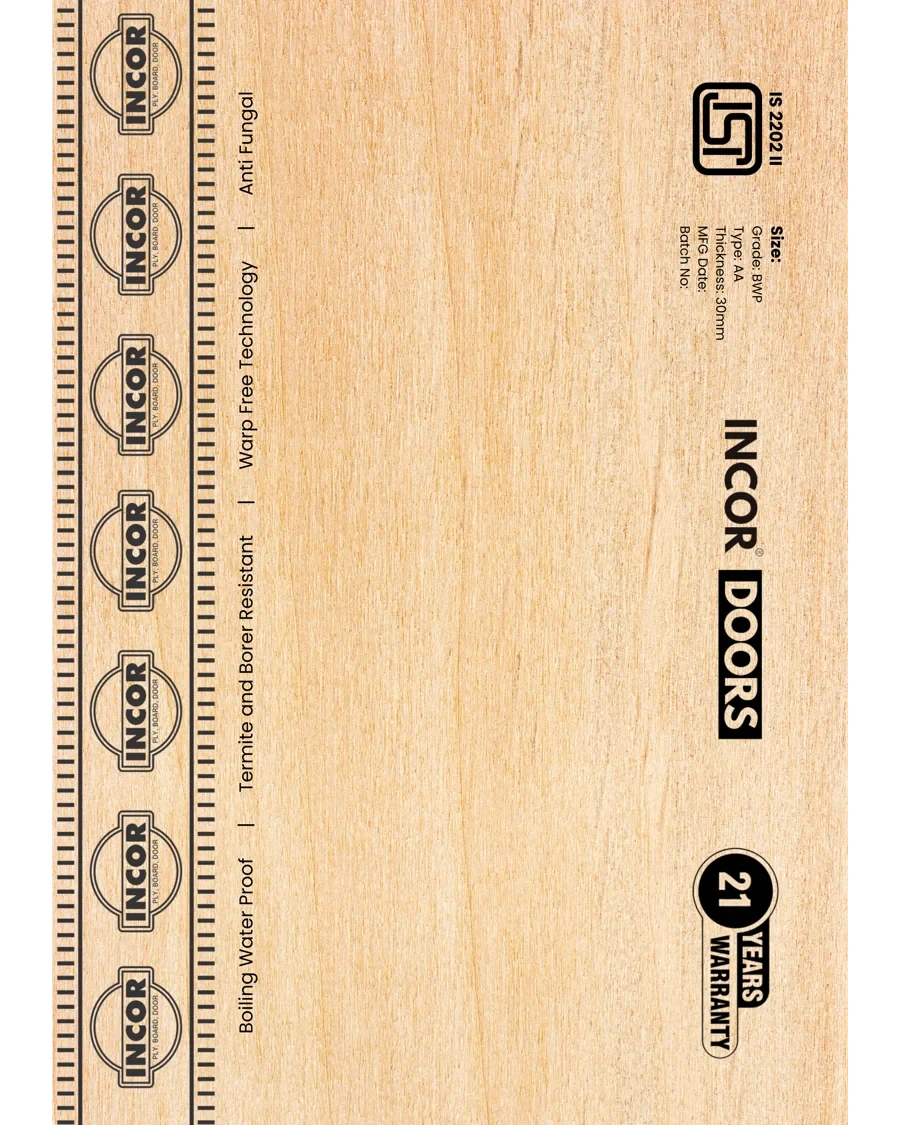 Incor flush door with its product markings